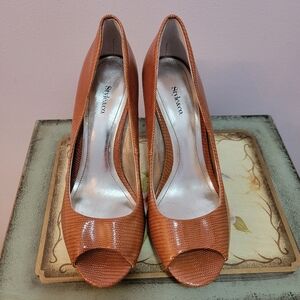 Style & Co Celine Faux Reptile Print Peep Toe Pump Size 6